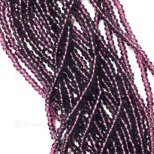 Purple glass bead strand necklace